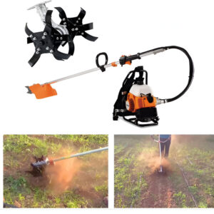 Backpack Brush Cutter with Round Tiller Attachment, 4-Stroke 31CC