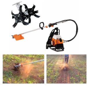 Back pack 2 strokes 52 cc brush cutter with round tiller attachment