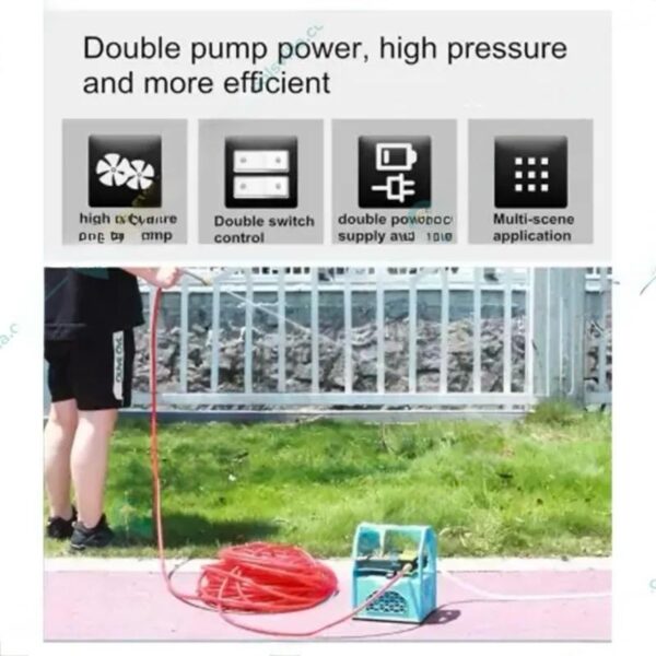 Heavy Duty Double Motor Portable Battery Sprayer 12V 12Ah Battery 10 meter Premium Braided Hose Pipe - Image 3