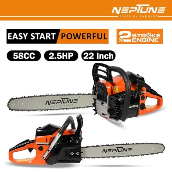 NEPTUNE SIMPLIFY FARMING CS-58, 58-cc Chainsaw Machine with 22 inch Guide Bar for Cutting/Logging Woods, Felling Trees - Image 3