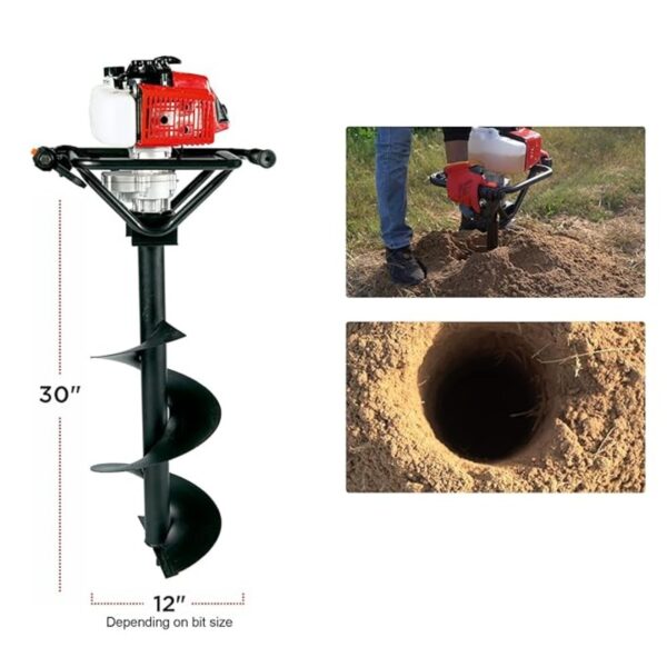 Siddhi Agritech Heavy Duty 52-cc 2-stroke with 101.6 mm (4 inch) Drill Bit For Earth Auger/ Post Hole Digger Machine - Image 3