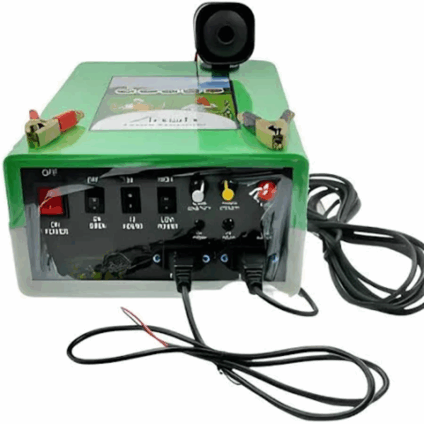 Siddhi 12 KV Solar Zatka Machine for 100 Bigha with Siren, Cables and Battery Connector